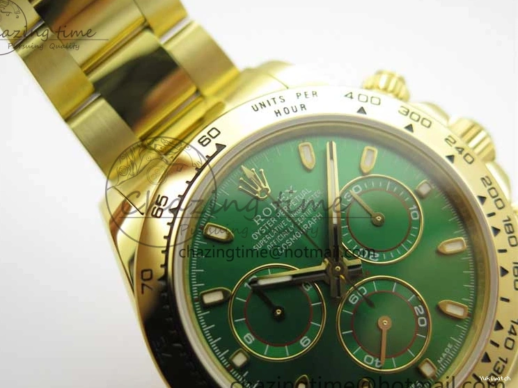 KKF Steel YG Dial Best 904L Edition 1:1 Green Bracelet YG Daytona on A7750 0410